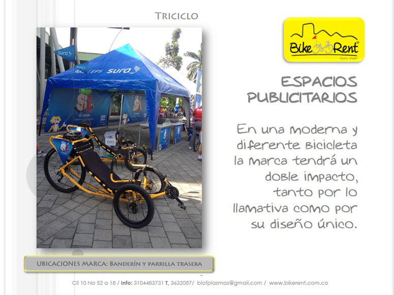 Bikerent | Alquiler de bicicletas | Espacios publicitarios Medellin, Colombia