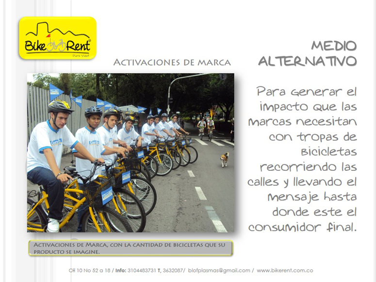 Bikerent | Alquiler de bicicletas | Espacios publicitarios Medellin, Colombia
