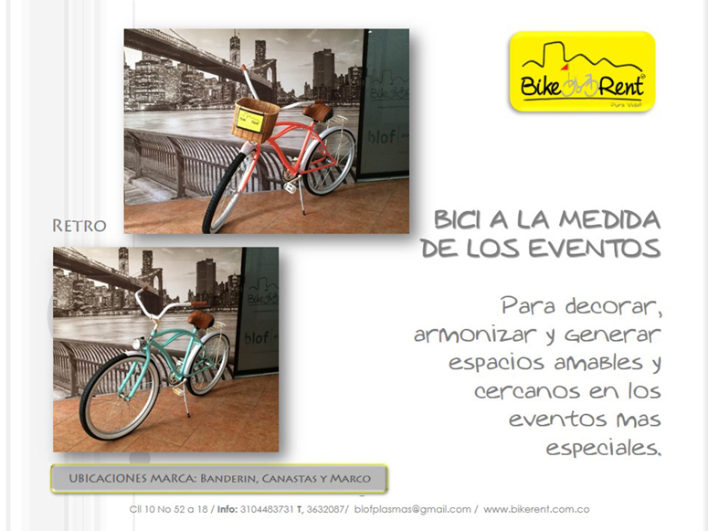 Bikerent | Alquiler de bicicletas | Espacios publicitarios Medellin, Colombia