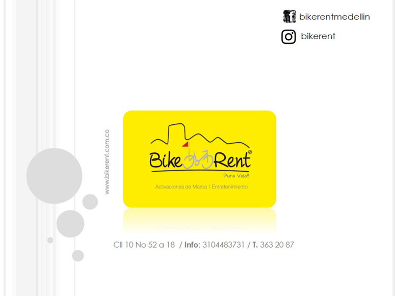 Bikerent | Alquiler de bicicletas | Espacios publicitarios Medellin, Colombia